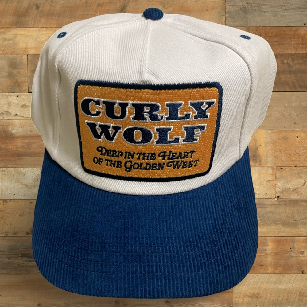 Curly Wolf Golden West Snapback Hat White/Navy OSFA